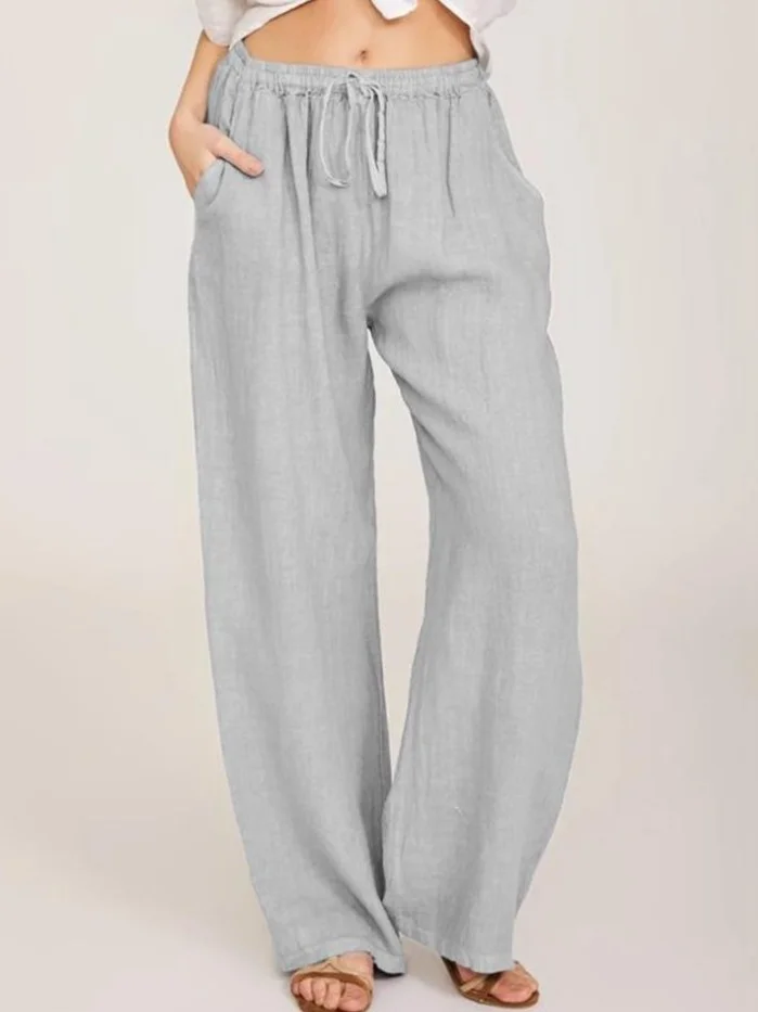 Cotton Loose Casual Plain Pants