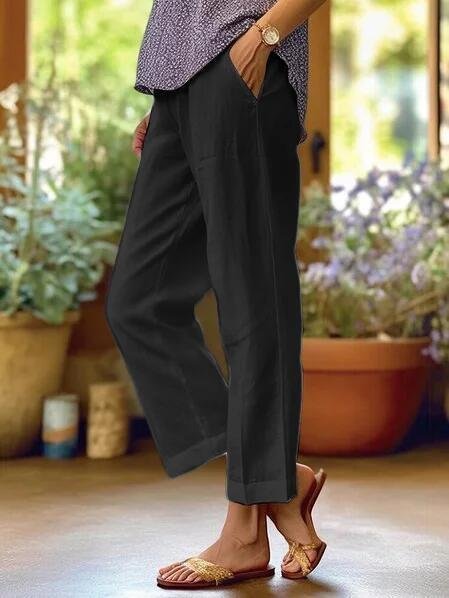 Women's Plain Casual Pants With Pockets