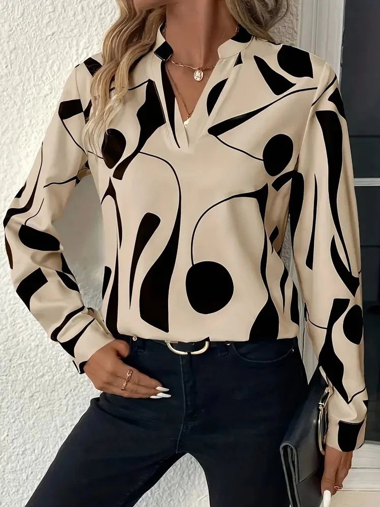 Random Print Casual Blouse