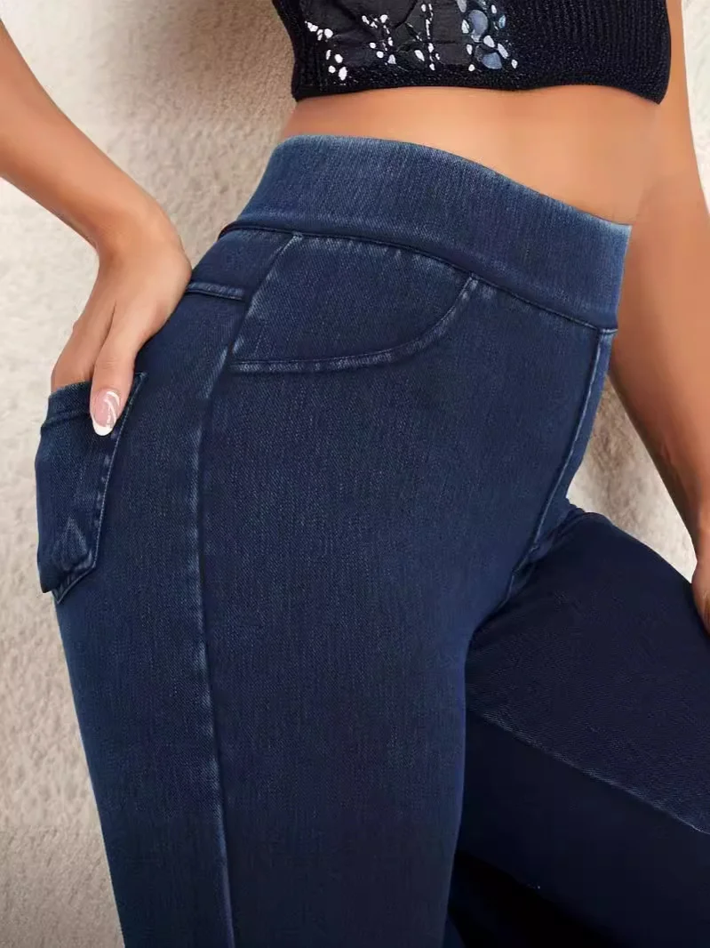 Denim Tight Plain Casual Leggings