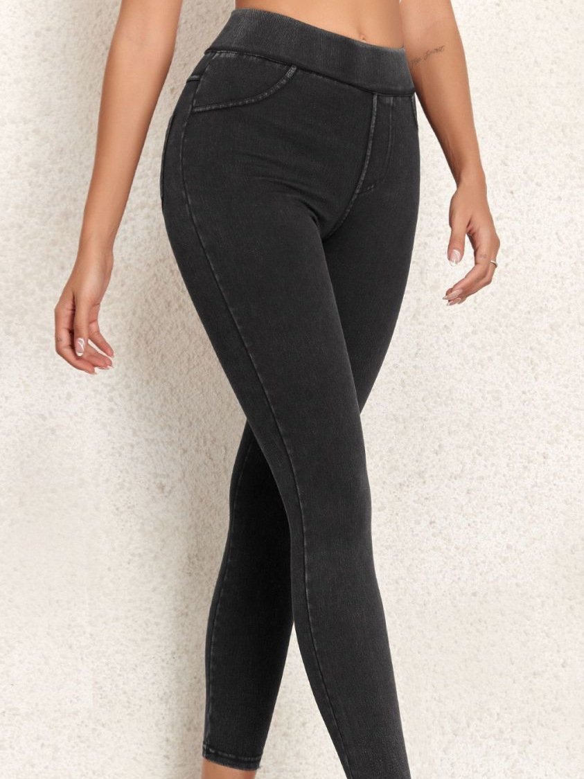 Denim Tight Plain Casual Leggings