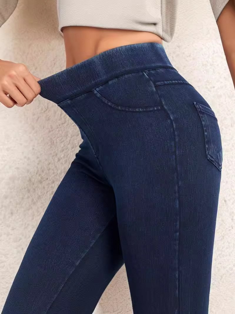 Denim Tight Plain Casual Leggings