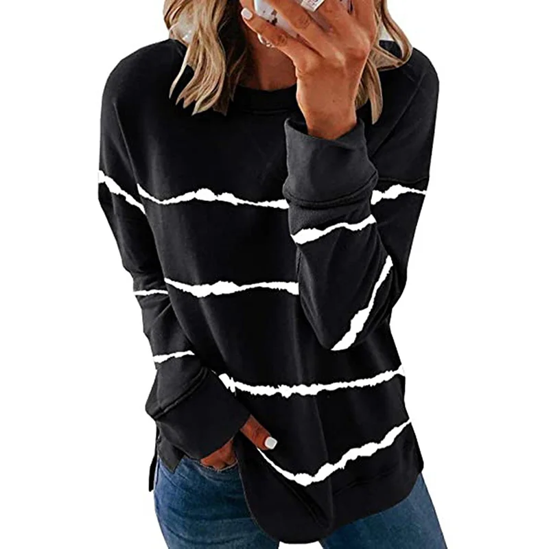 Striped Loose Casual Sweatshirt