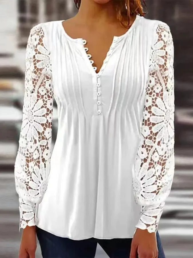 Lace Casual Jersey Blouse