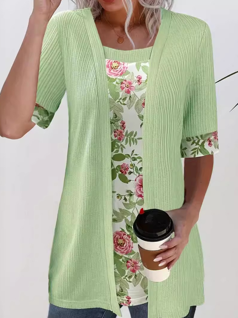 Jersey Floral Casual Loose Blouse