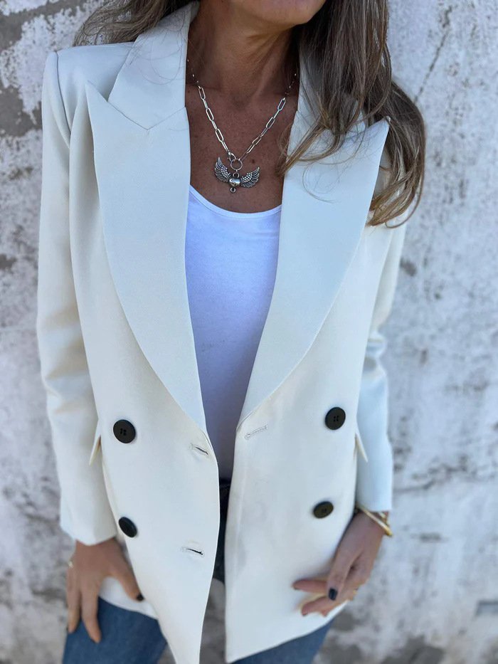 Loose Plain Shawl Collar Urban Blazer