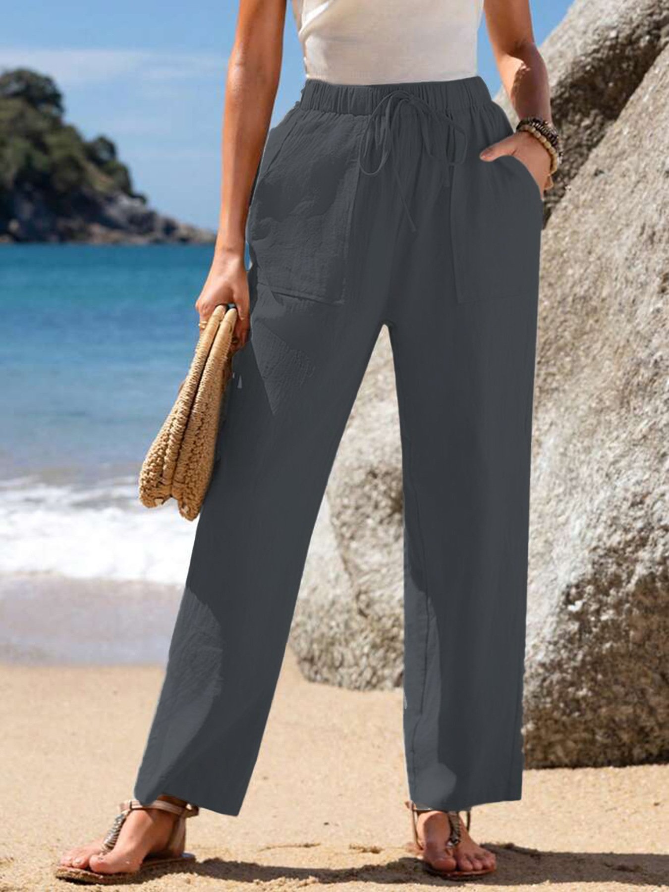 Women's Casual Plain Straight Pants