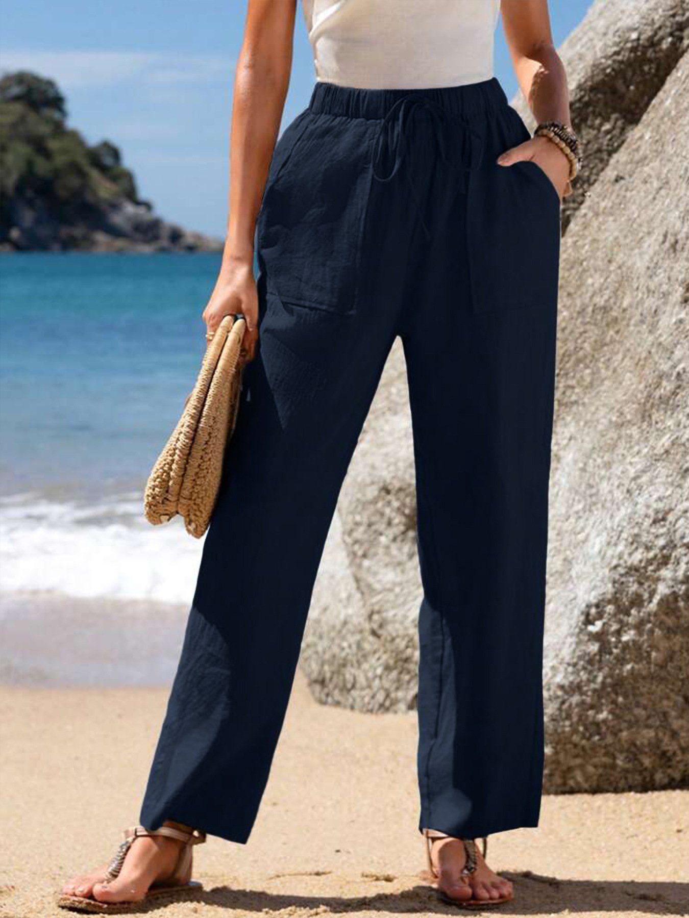 Women's Casual Plain Straight Pants