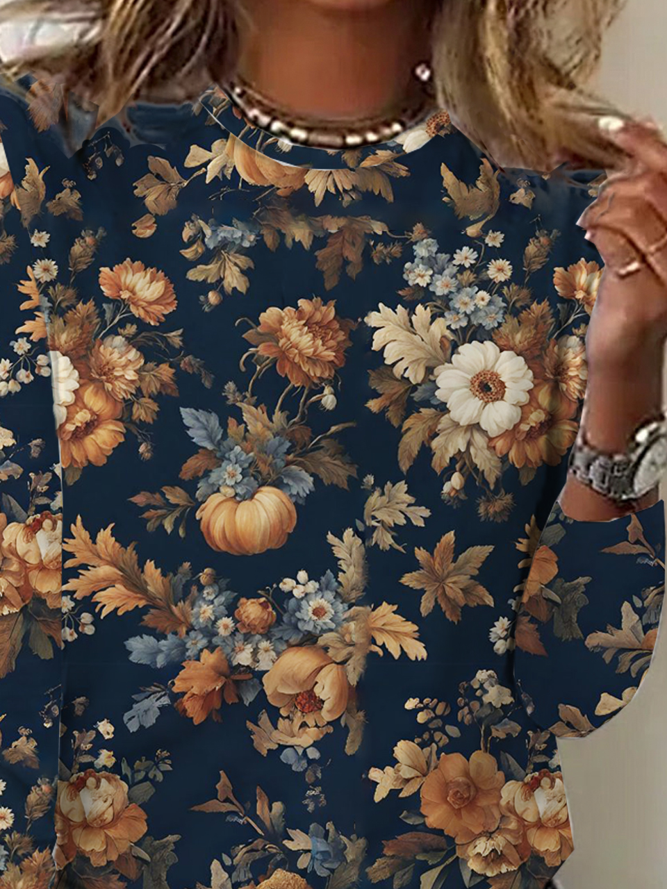 Casual Floral Crew Neck Loose T-Shirt