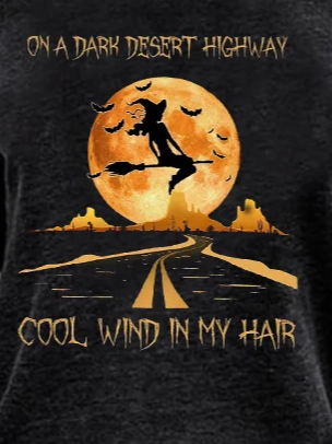 Women's Halloween On A Dark Desert Highway Cold Wind In My Hair Print Casual Sweatshirt