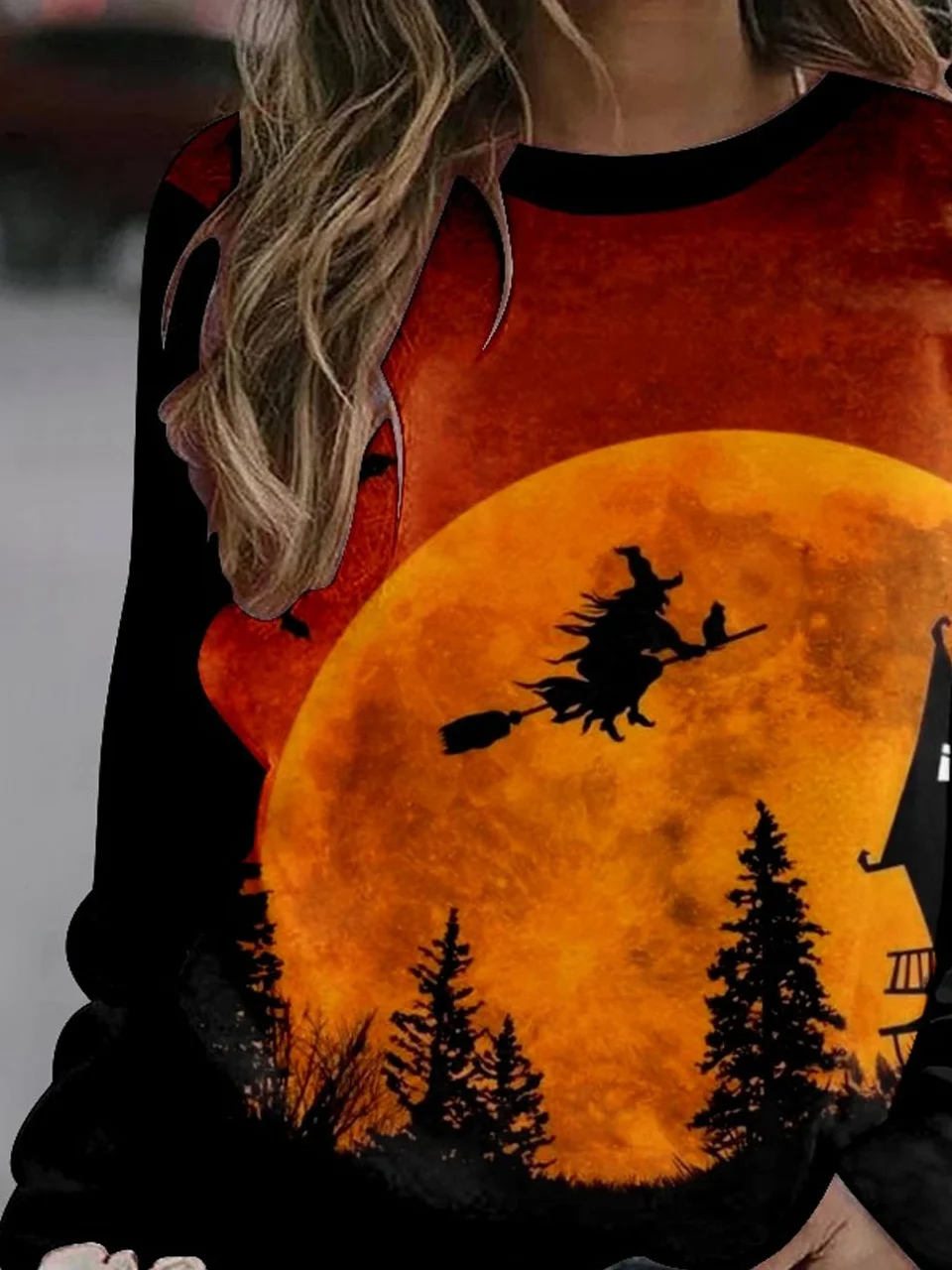 Casual Crew Neck Halloween Loose Sweatshirt