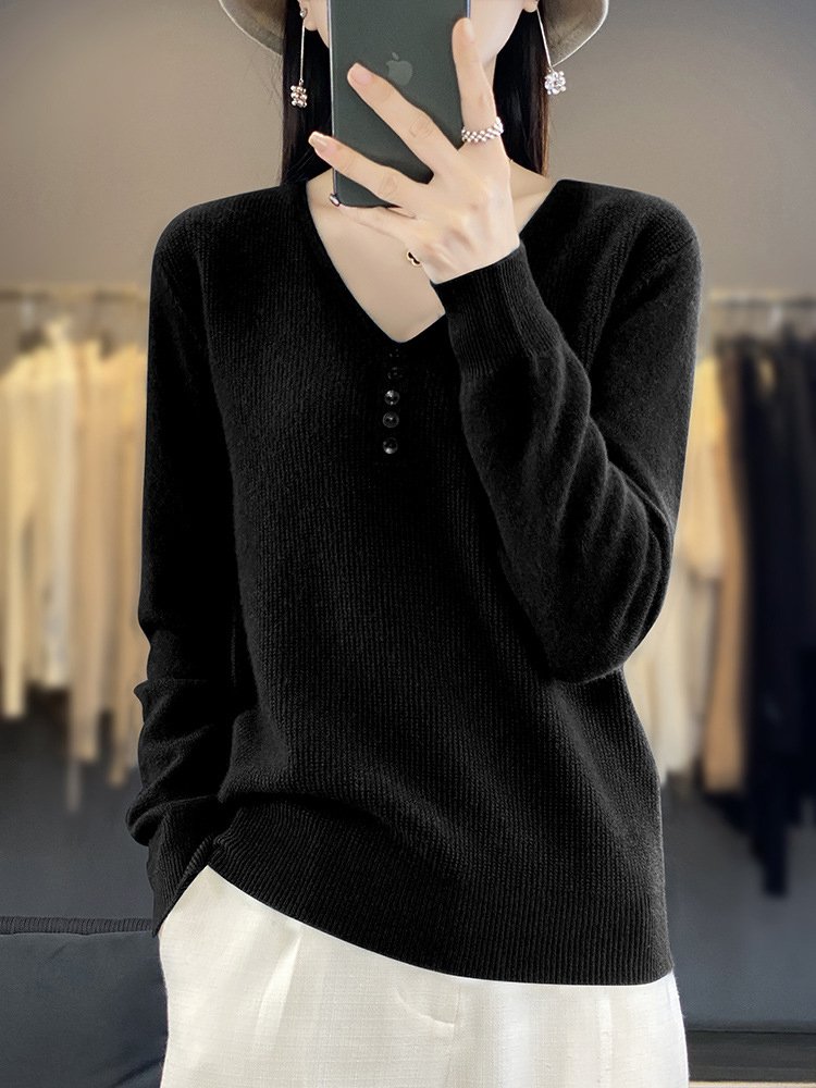 Buckle Casual Loose Sweater