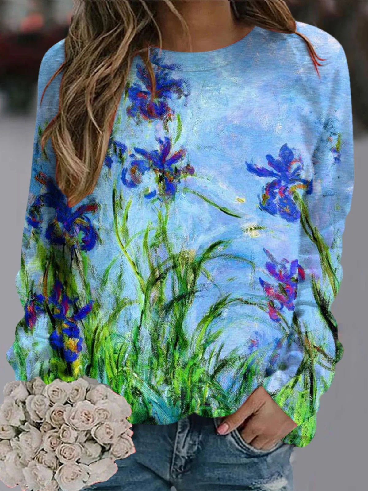 Loose Floral Casual Sweatshirt