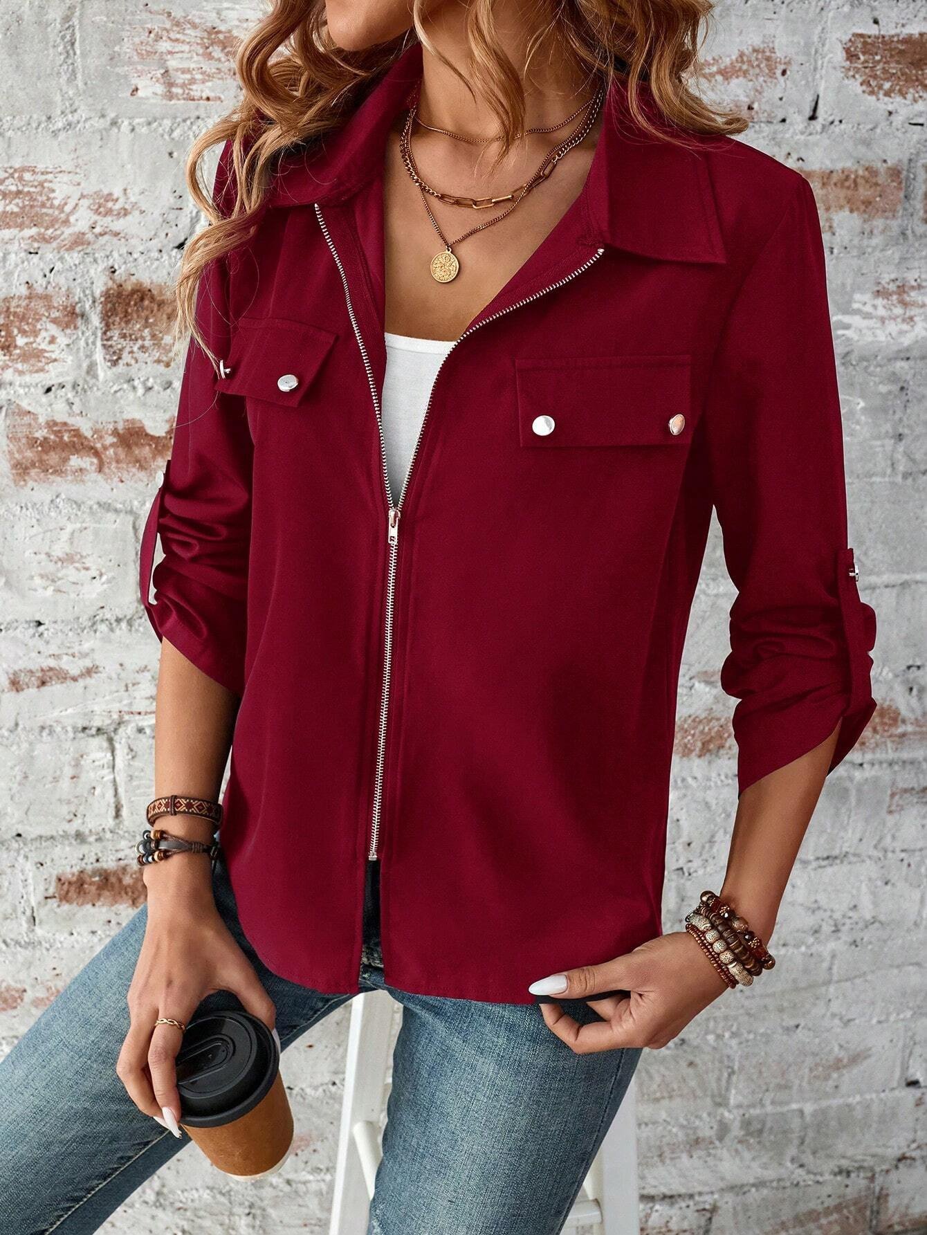 Loose Plain Others Casual Jacket