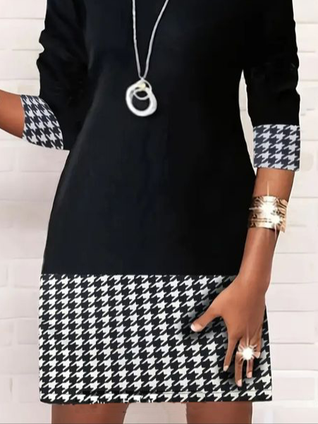 Regular Fit Houndstooth Casual Dress