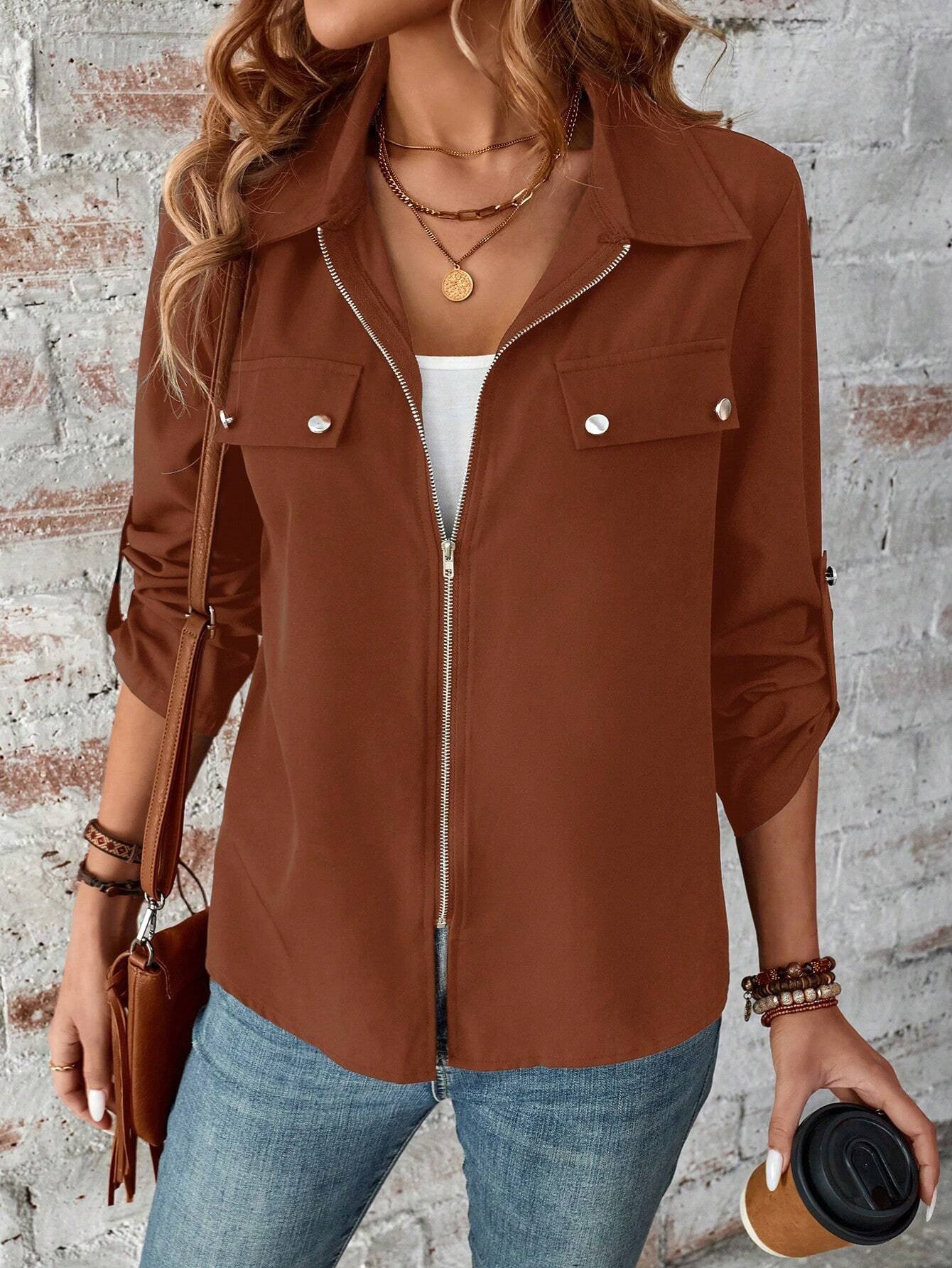 Loose Plain Others Casual Jacket