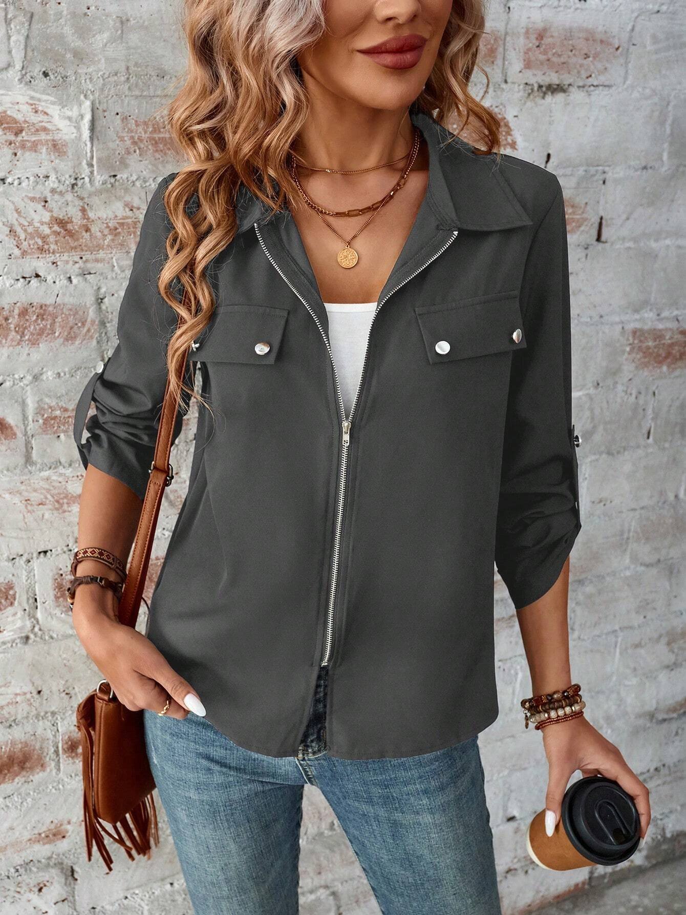 Loose Plain Others Casual Jacket