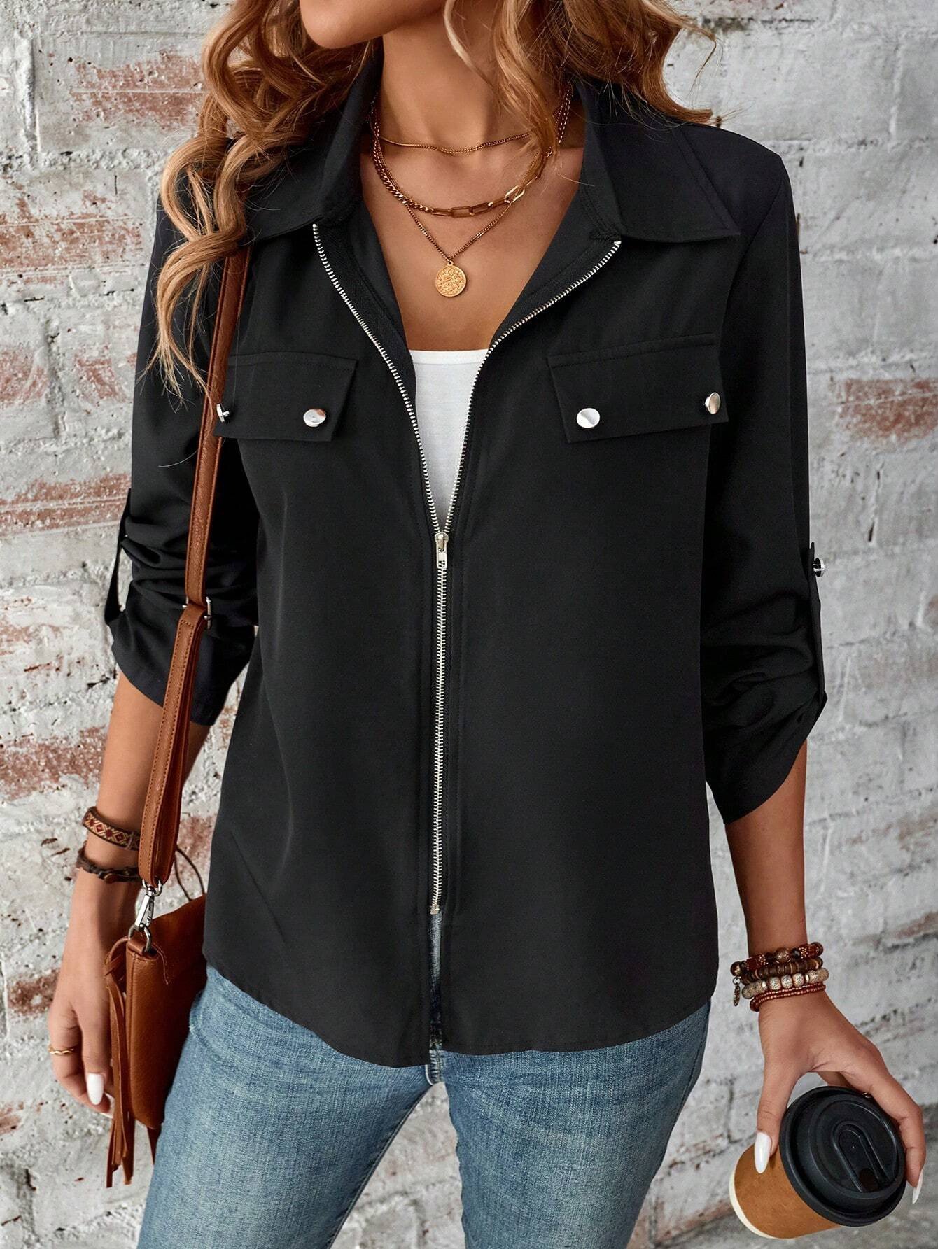 Loose Plain Others Casual Jacket