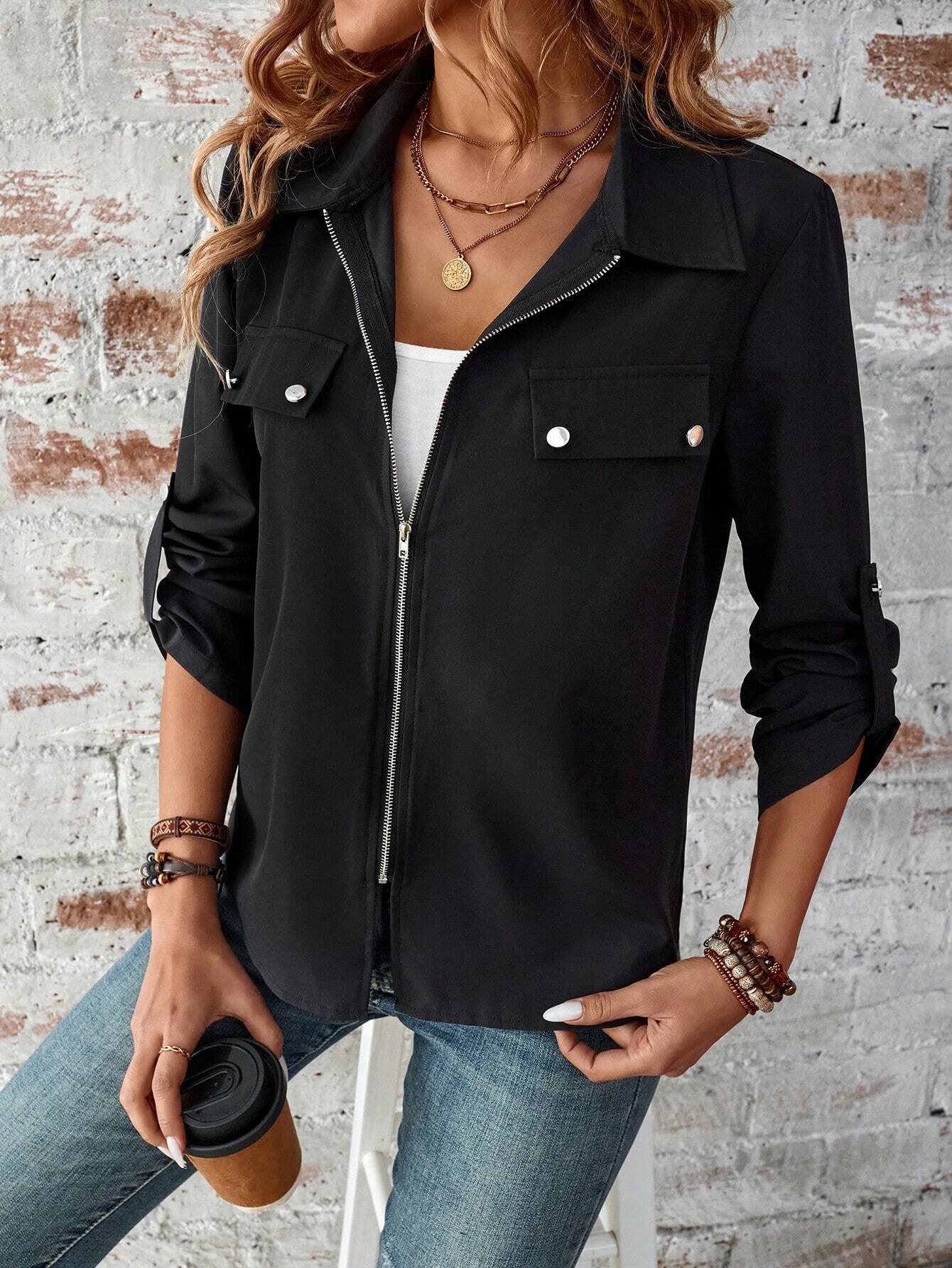 Loose Plain Others Casual Jacket