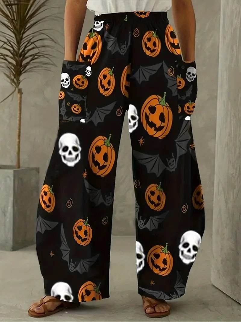 Casual Halloween Cotton And Linen Loose Pants