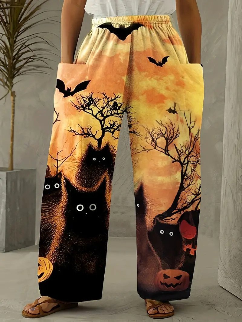 Casual Halloween Cotton And Linen Loose Pants