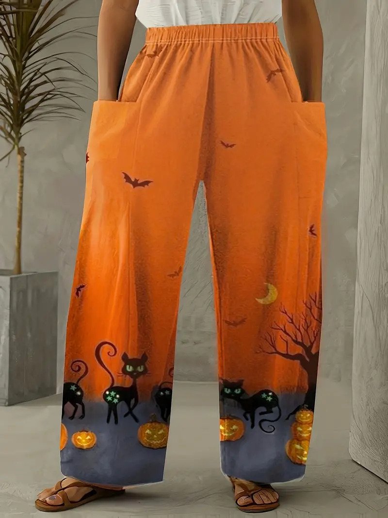 Casual Halloween Cotton And Linen Loose Pants