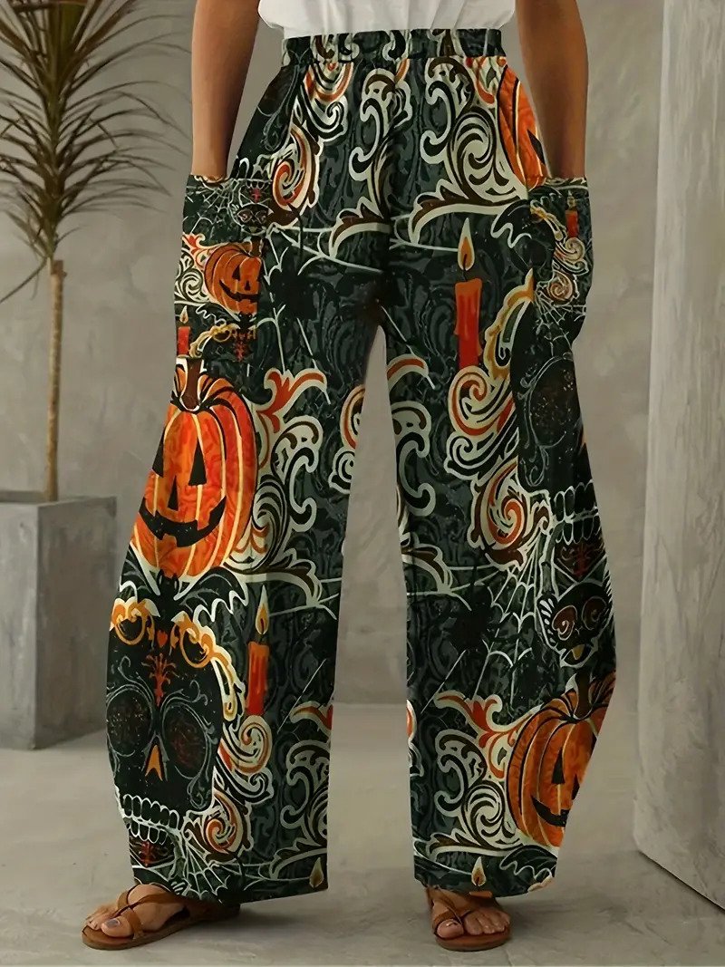 Casual Halloween Cotton And Linen Loose Pants