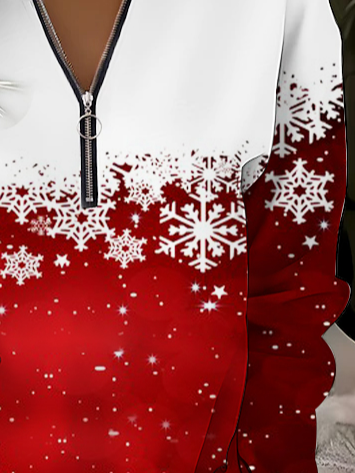 Christmas Snowflake Design Zipper Sweatshirt