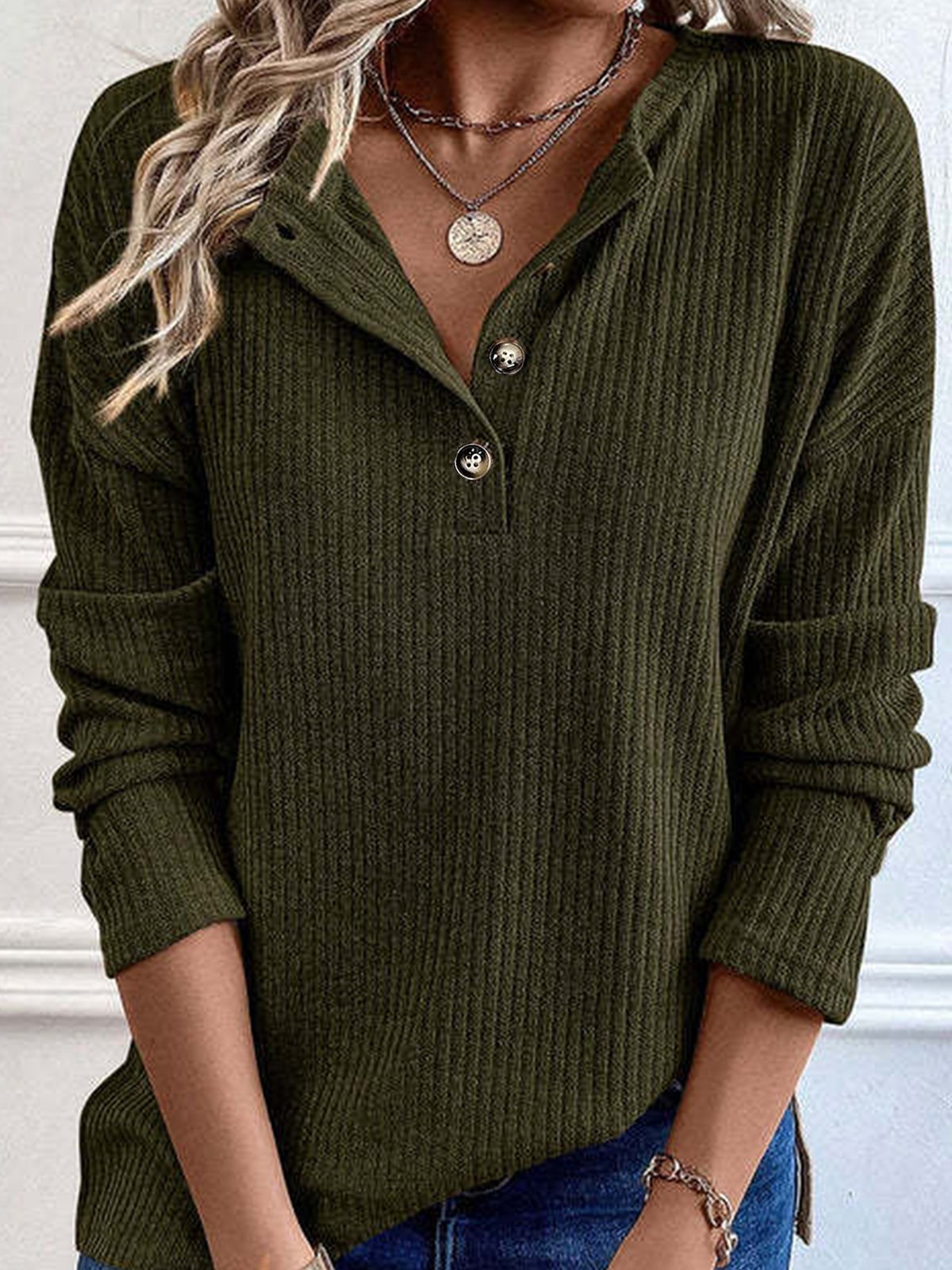 V Neck Casual Blouse