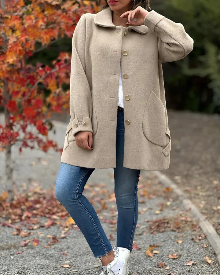 Loose Shawl Collar Casual Plain Jacket