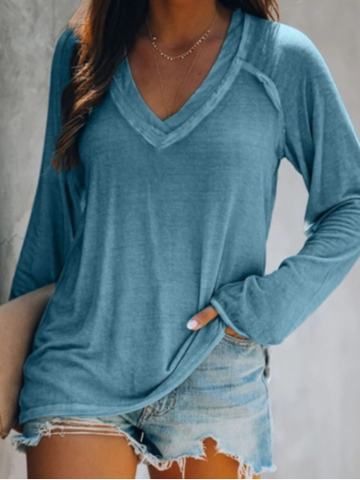 Casual Jersey Plain Blouse