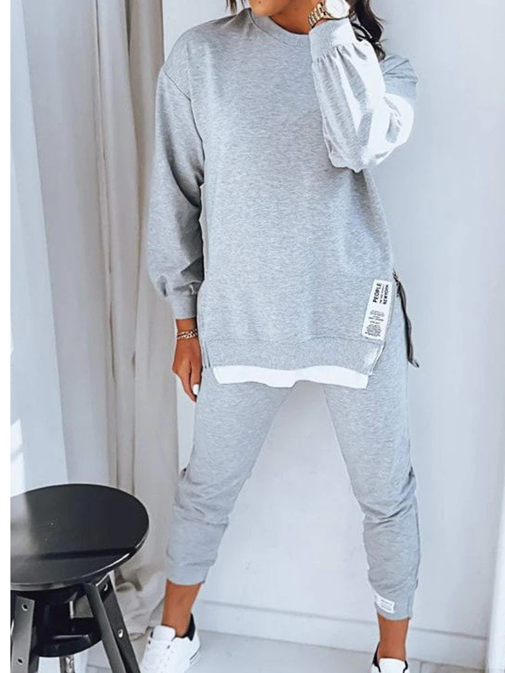 Loose Casual Jersey Crew Neck Two-Piece Set