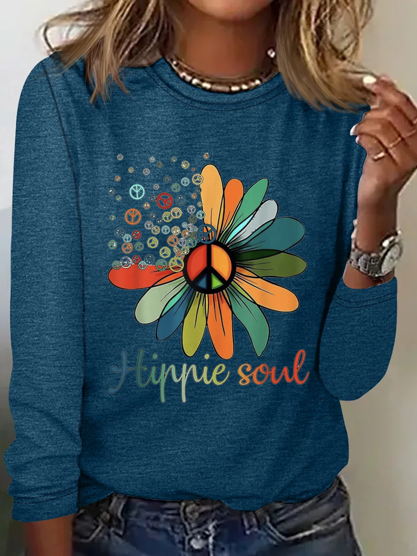 Hippie soul peace sign flower Vintage T-Shirt