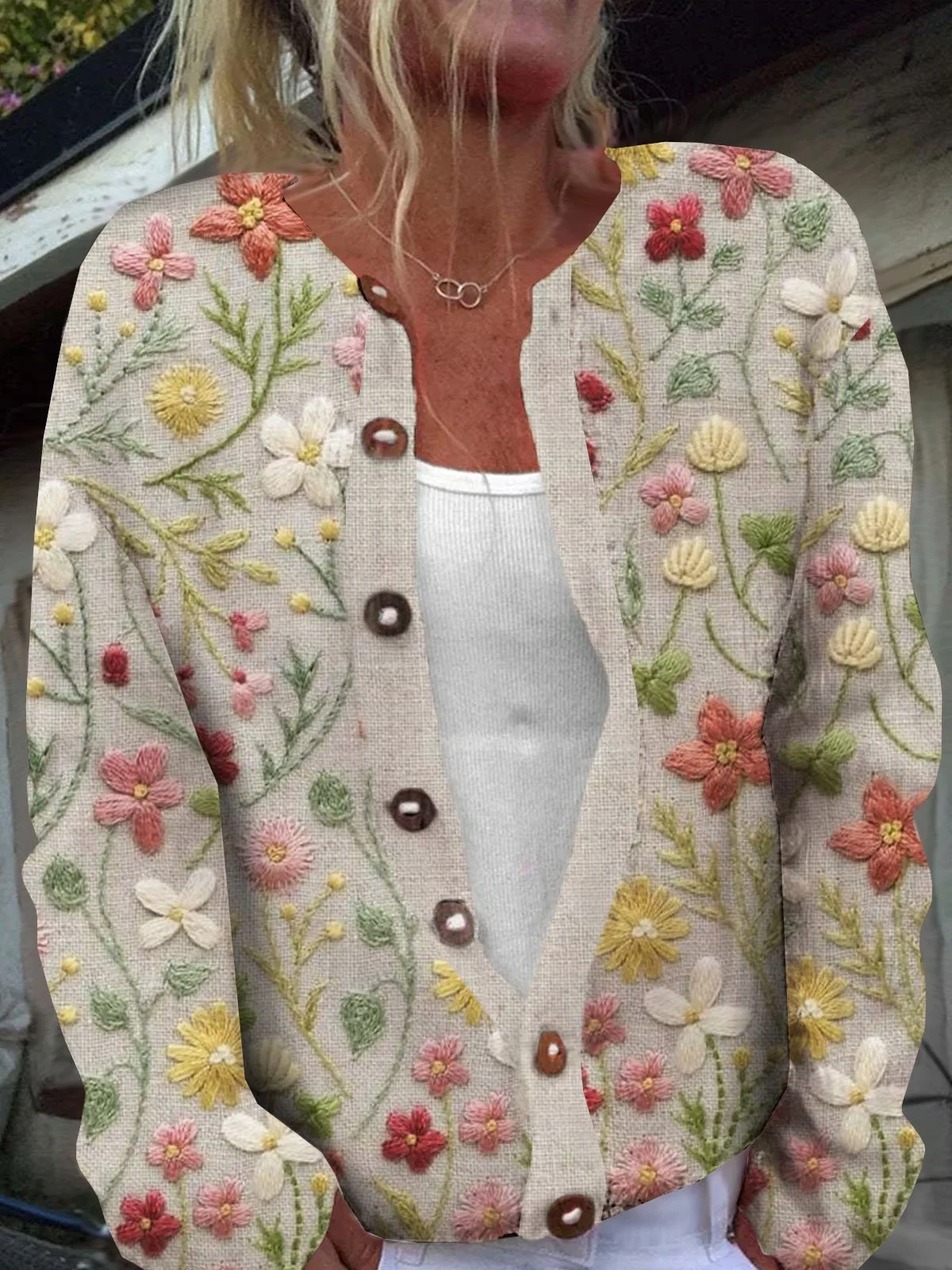 Floral Loose Buttoned Casual Cardigan