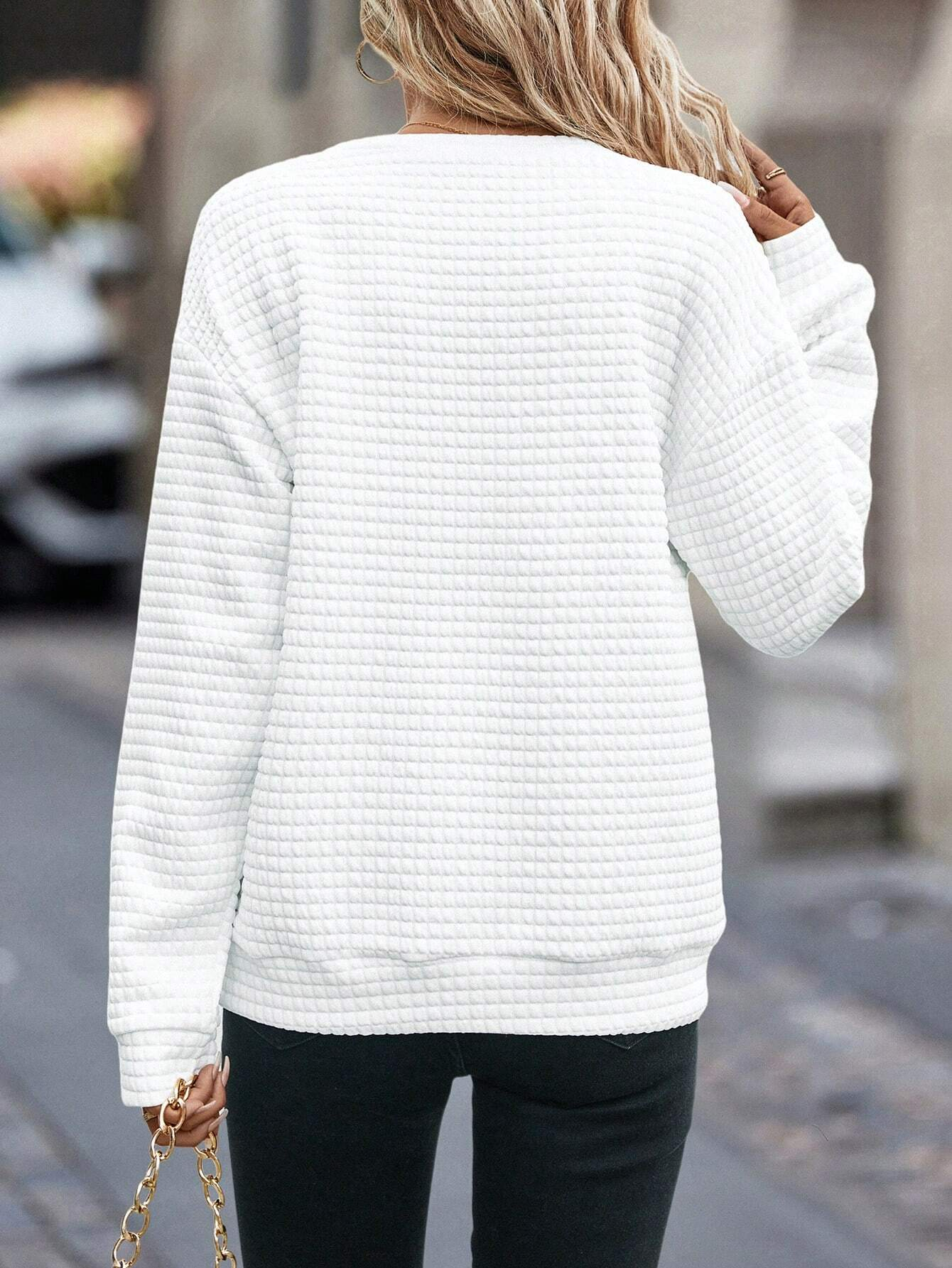 Zipper Crew Neck Casual Sweatshirt