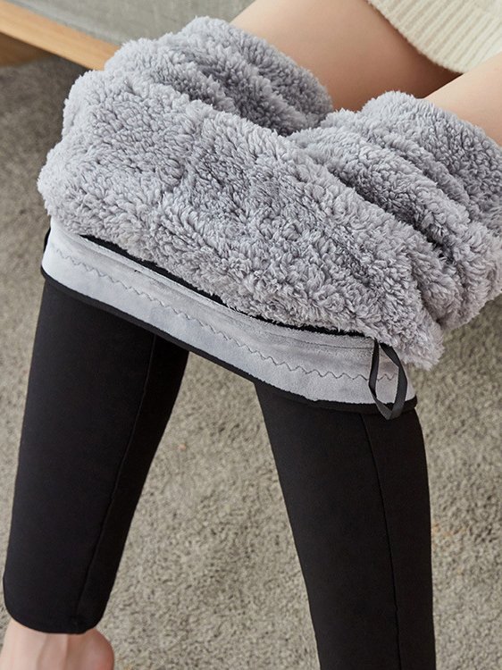 Casual Fleece Tight Plain Leggings