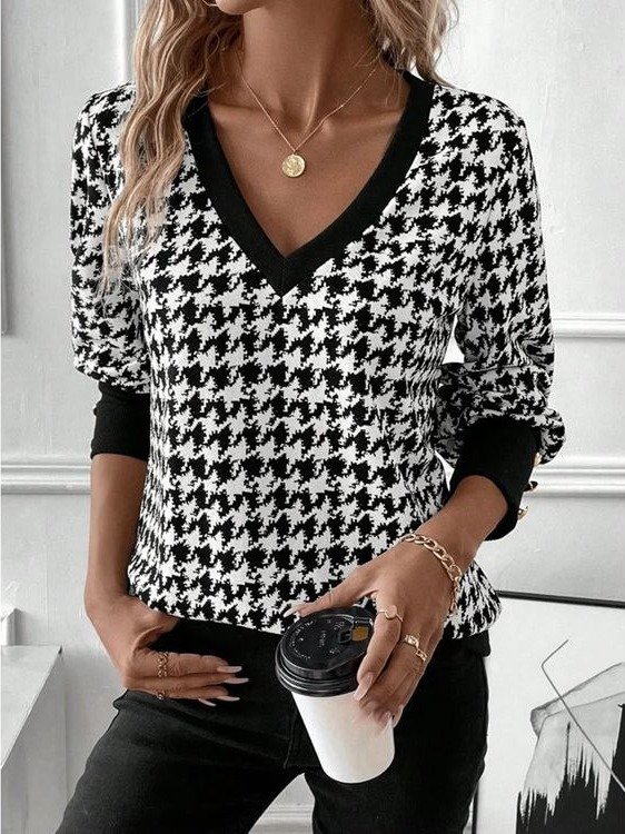 V Neck Buckle Casual Sweatshirt