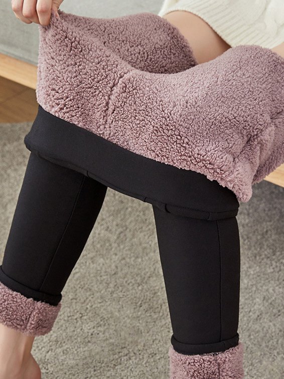 Casual Fleece Tight Plain Leggings