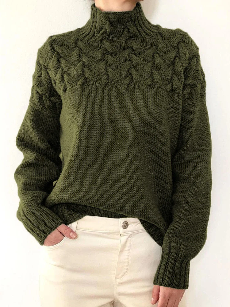 Loose Turtleneck Casual Plain Sweater