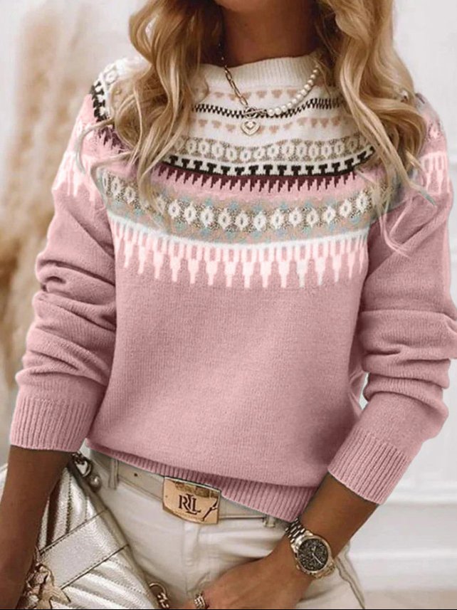 Ethnic Geometry Casual Loose Wool/Knitting Sweater