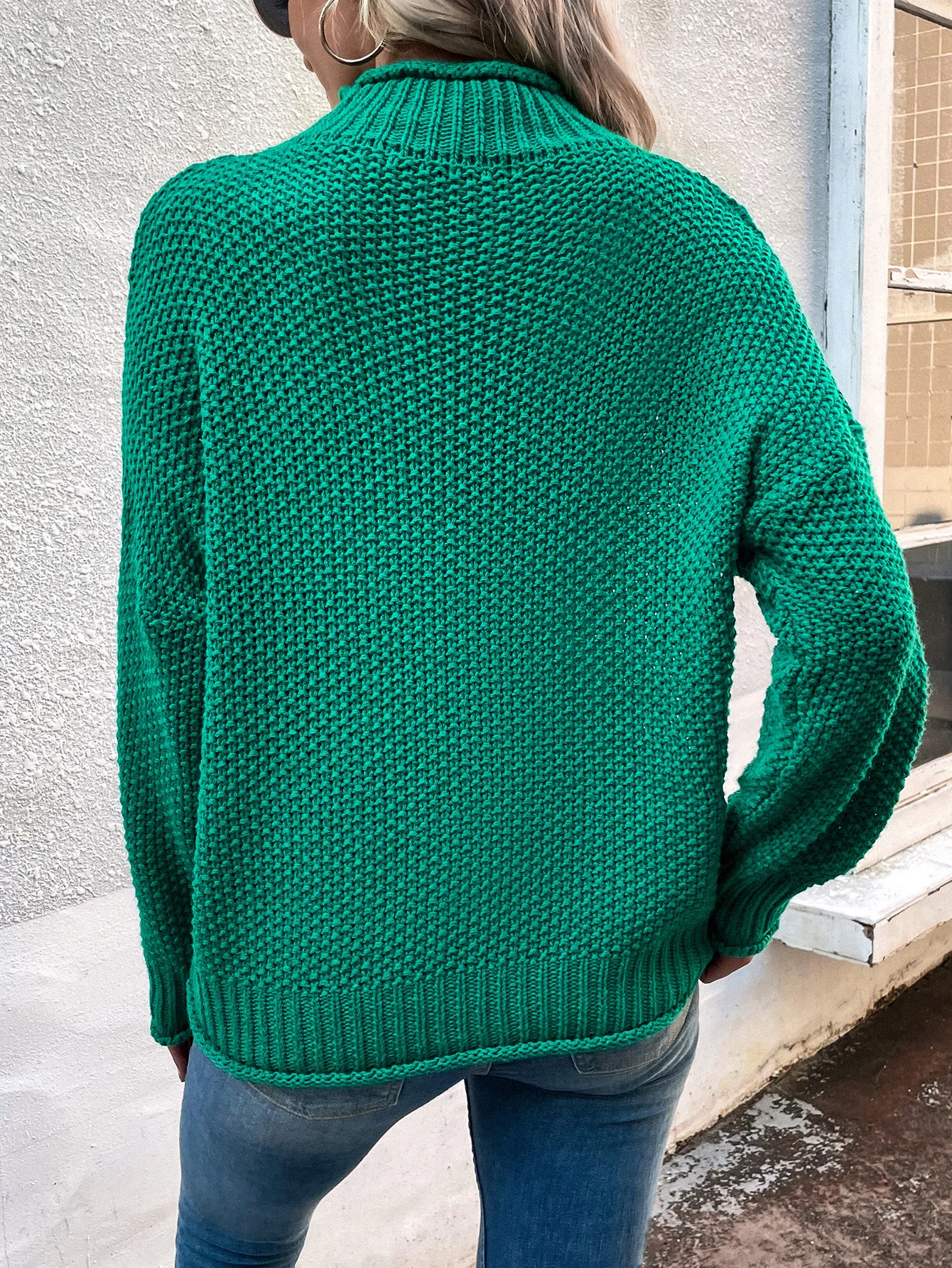 Wool/Knitting Mock Neck Loose Casual Sweater