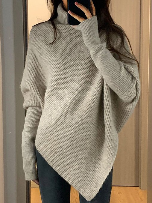 V Neck Casual Plain Sweater