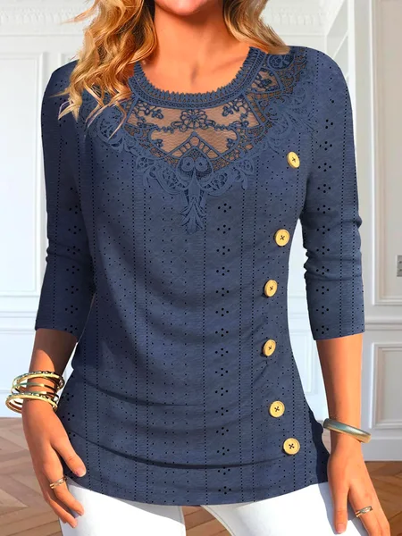 Casual Crew Neck Blouse