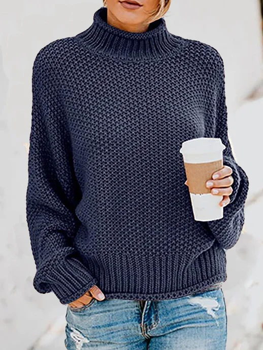 Turtleneck Casual Yarn/Wool Yarn Sweater