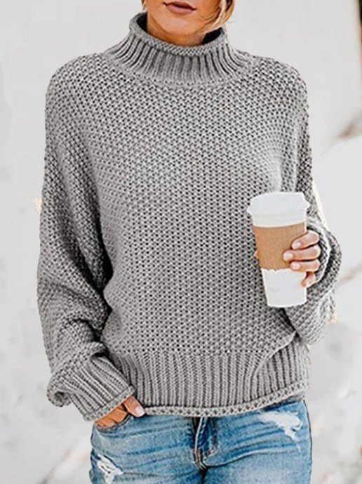 Turtleneck Casual Yarn/Wool Yarn Sweater