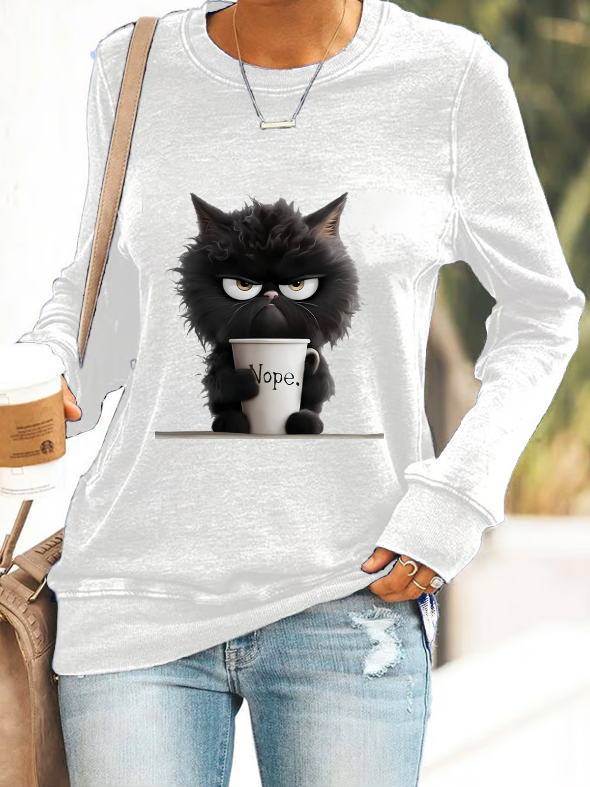 Funny Cat Nope Casual Sweatshirt