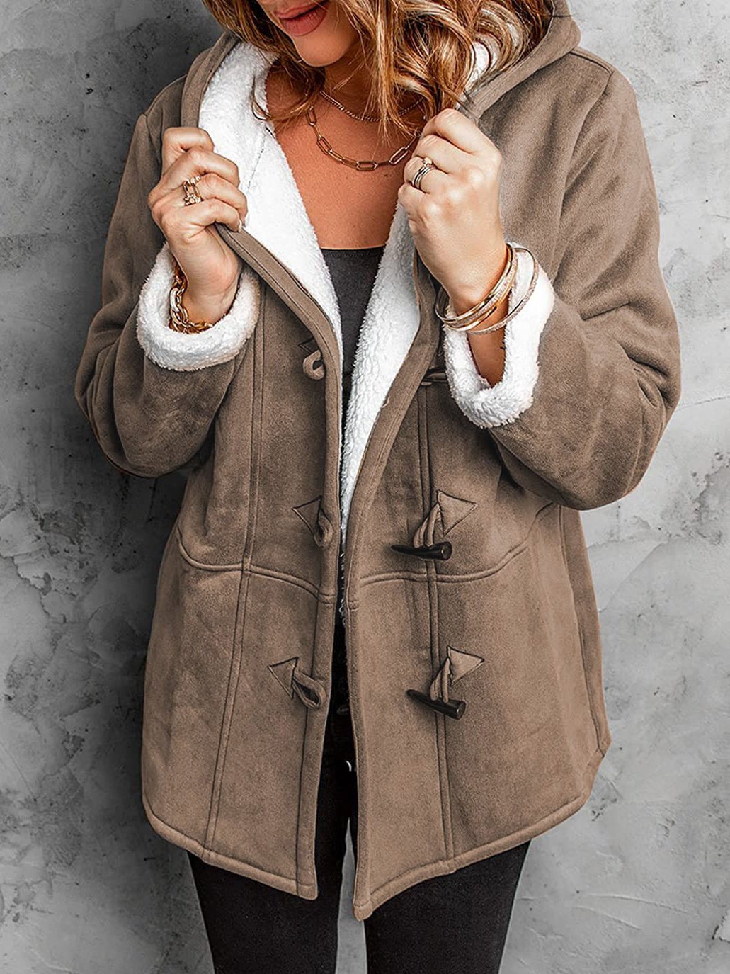 Warmth Fleece Suede Plain Casual Loose Jacket