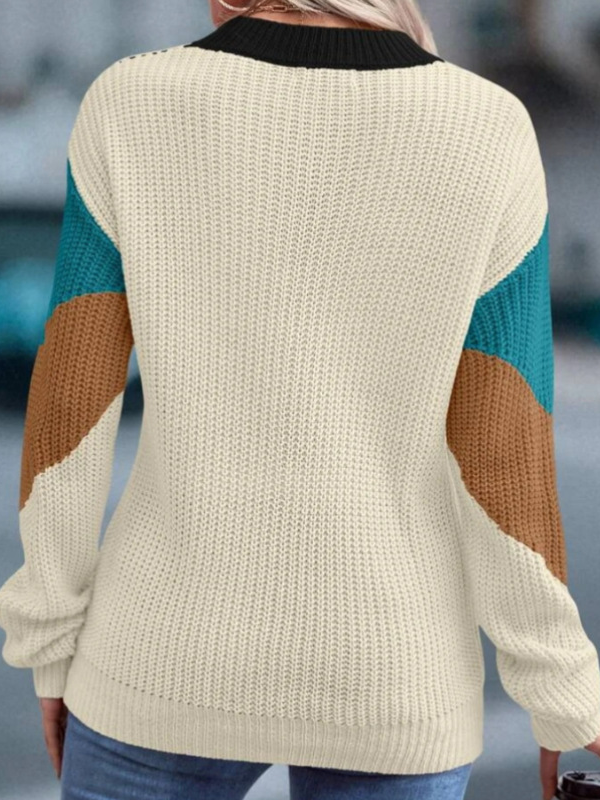 Loose Color Block Casual Sweater