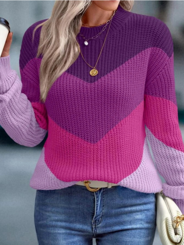 Loose Color Block Casual Sweater