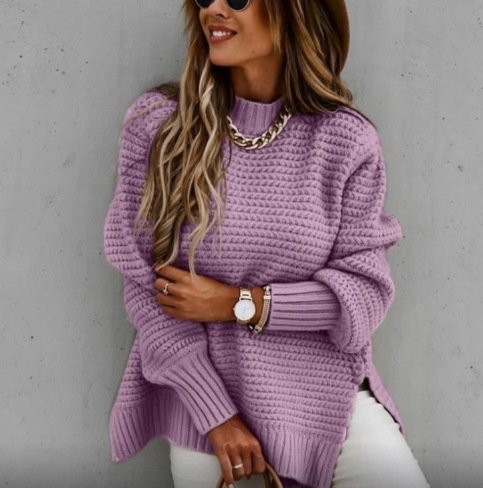 Casual Loose Plain Turtleneck Sweater